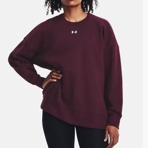 Under Armour Rival Fleece Oversized Crew Sweatshirt LG Dark Maroon